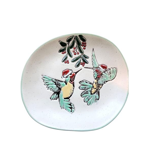 Eli & Ana Blue Sky Appetizer Plates Christmas Hummingbird Whimsical Bird Decor - Picture 3 of 8